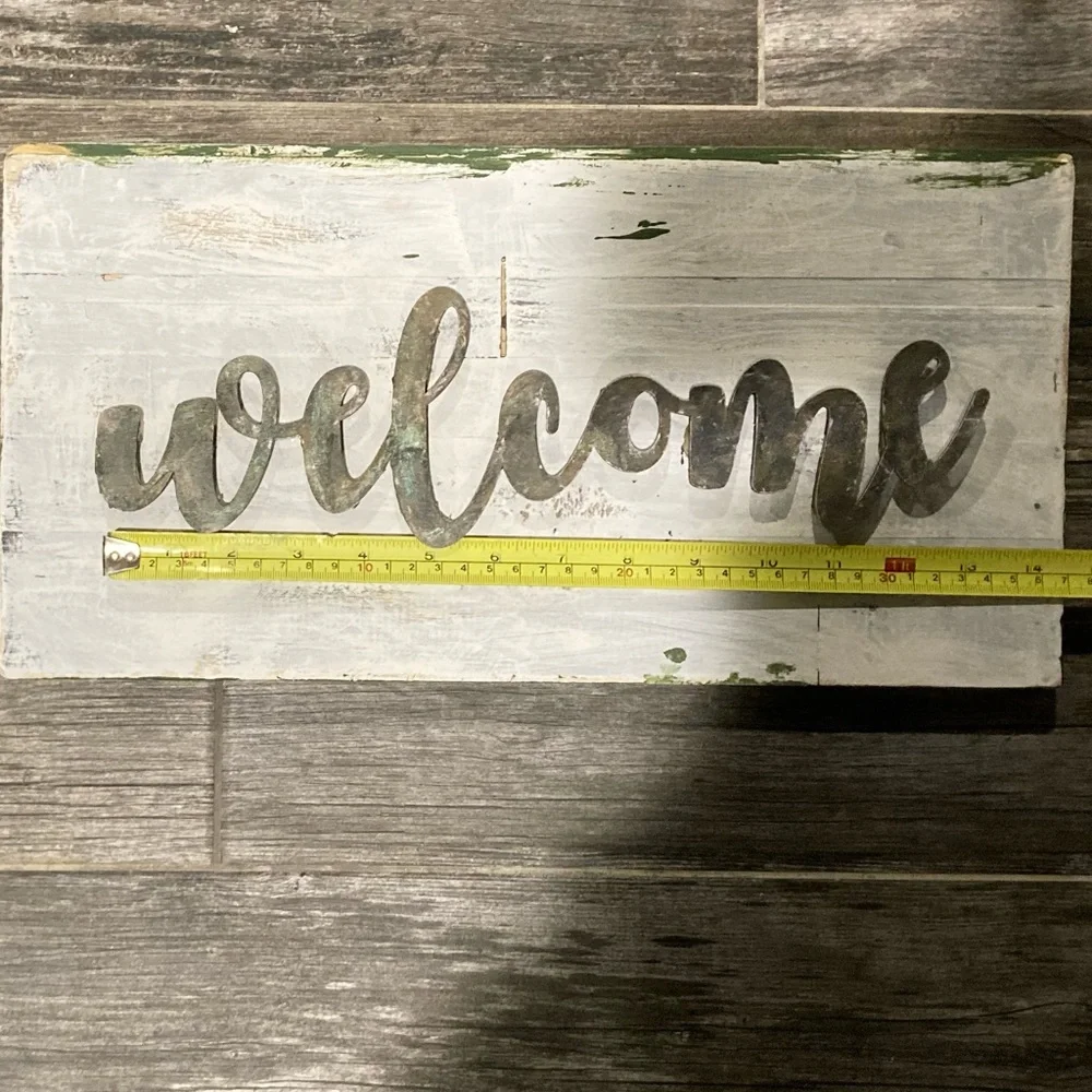 NWT! handmade shabby chic wood WELCOME sign